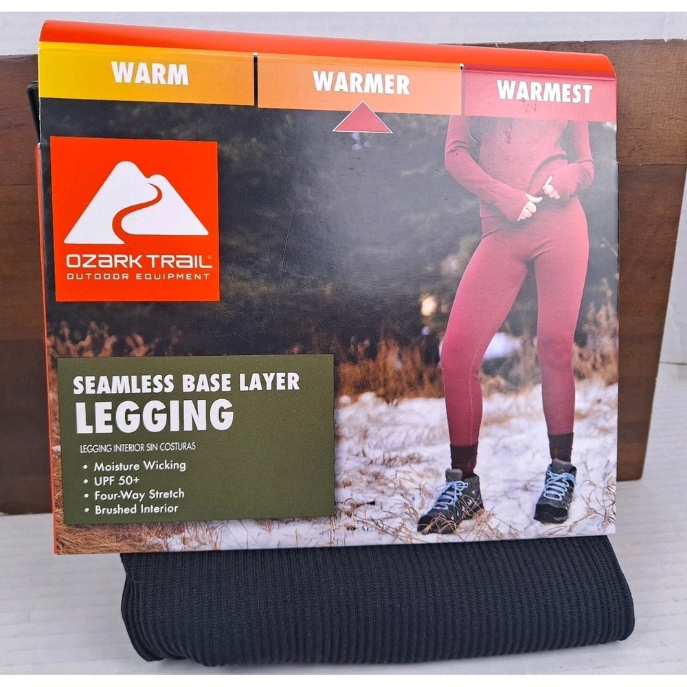 Ozark Trail Seamless Base Layer Legging Warmer Women's Size Small Black‎ Soot